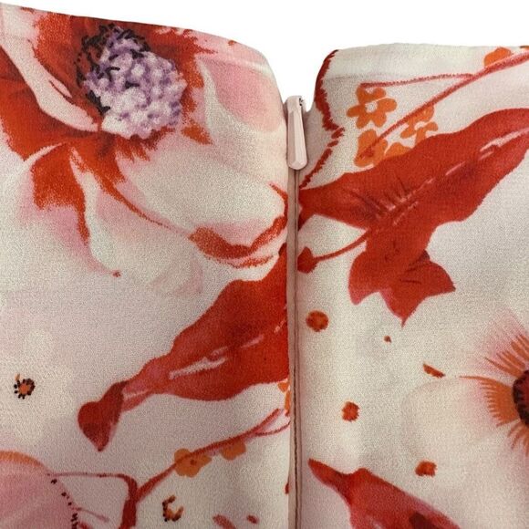 Badgley Mischka Tiered Ruffle Floral Dress Pink Size 14 - Picture 8 of 8